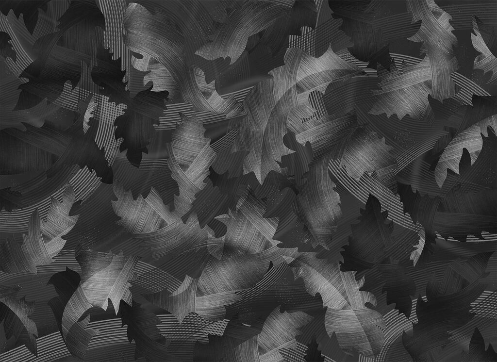 Dark feathers falling — full design