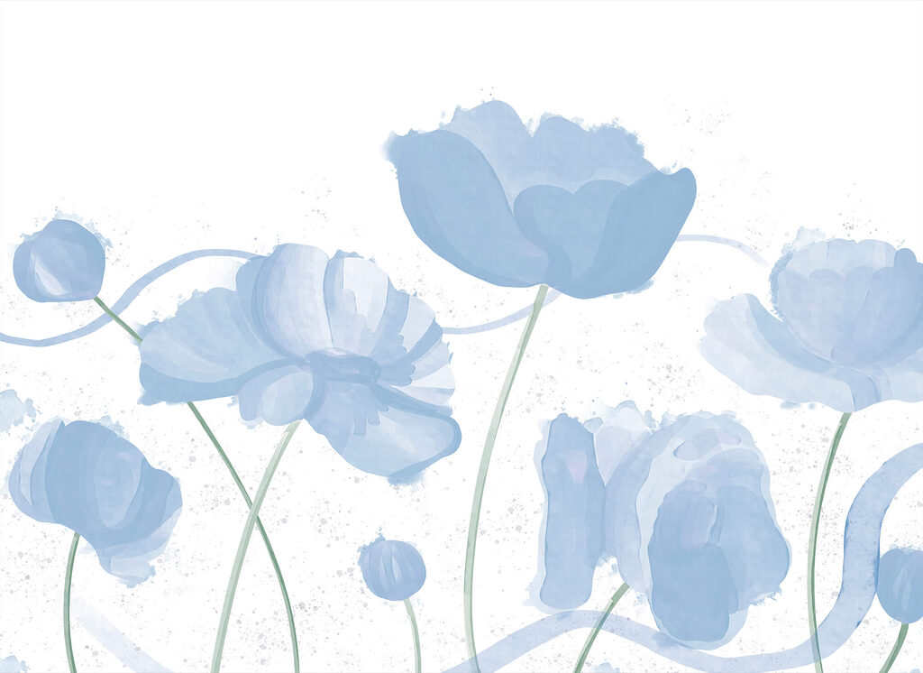 Blue chalices in watercolour — full design