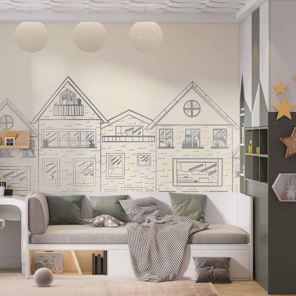 Houses in pencil lines — interior 1