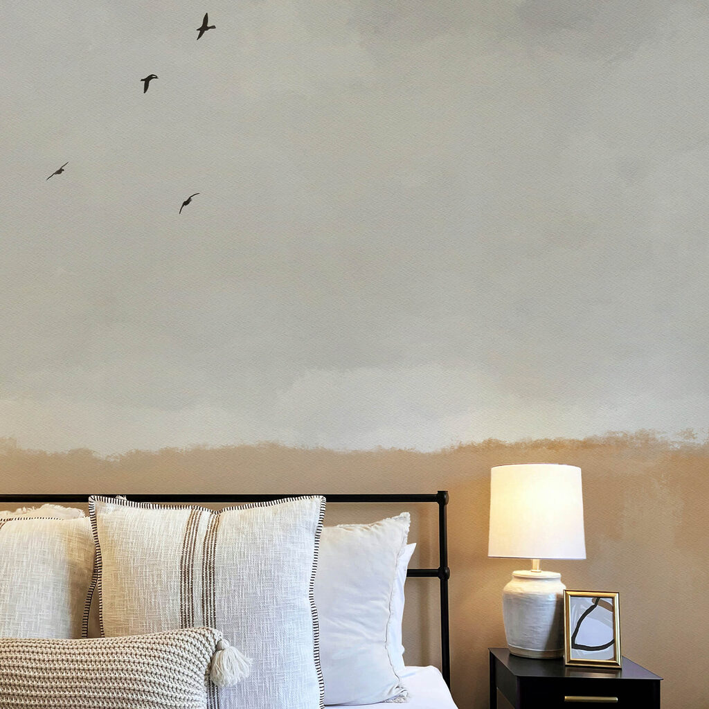 Birds above ochre land — interior 3