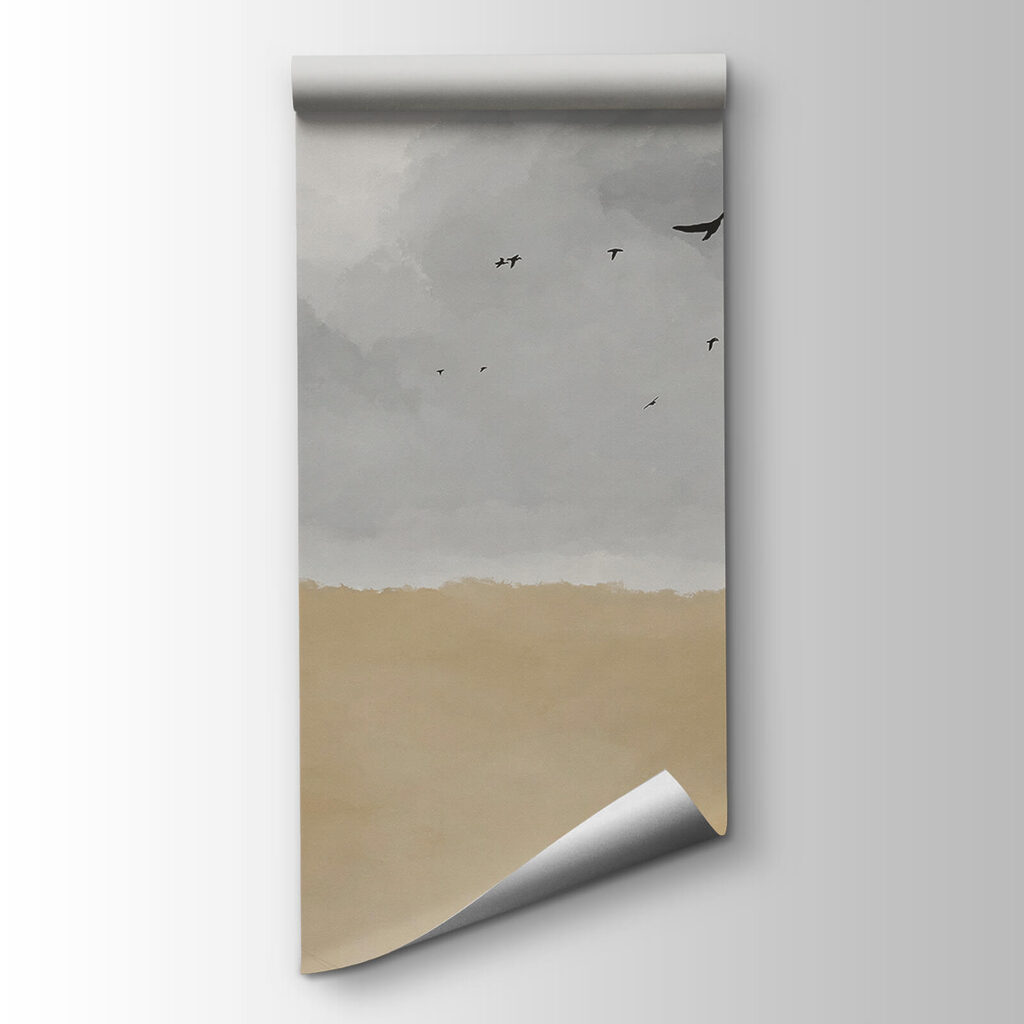 Birds above ochre land — product view