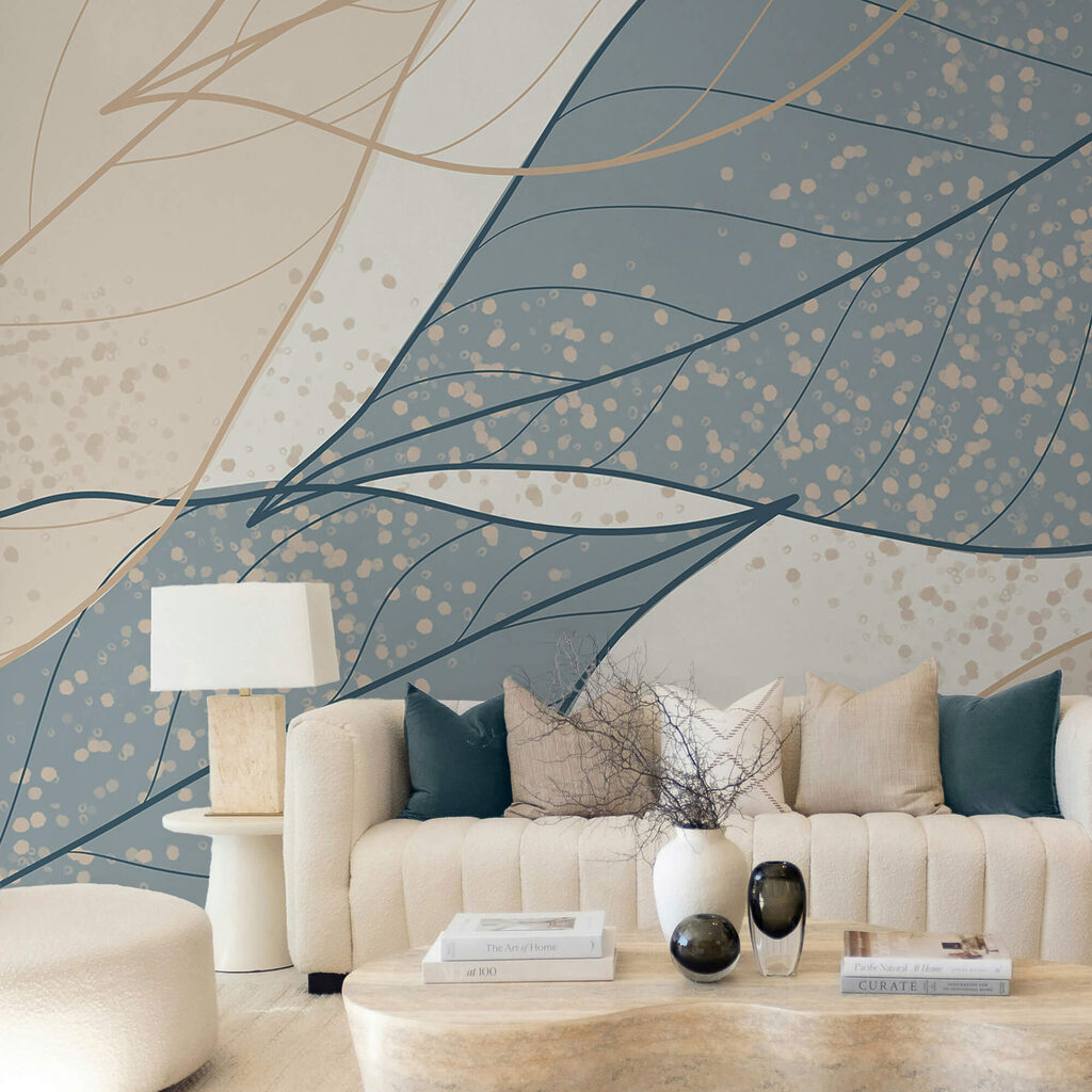 Blue leaves with dots — interior 2