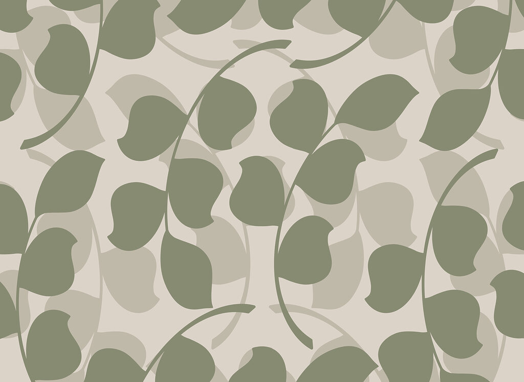 Round leaves on stems — full design