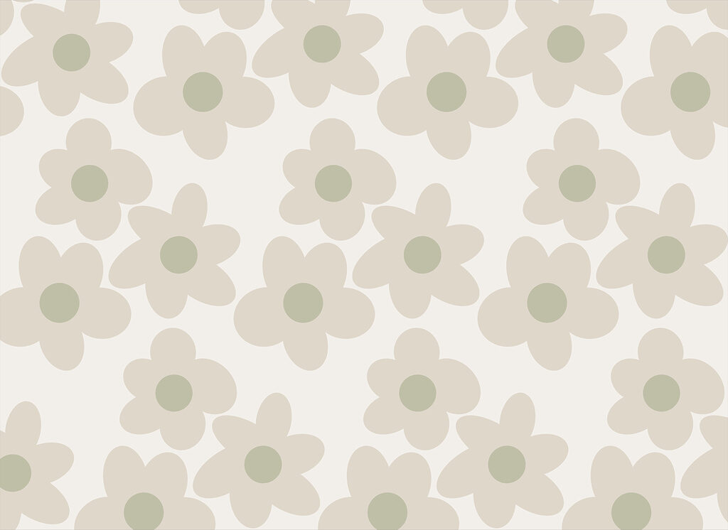 Round flowers in grey-green — full design
