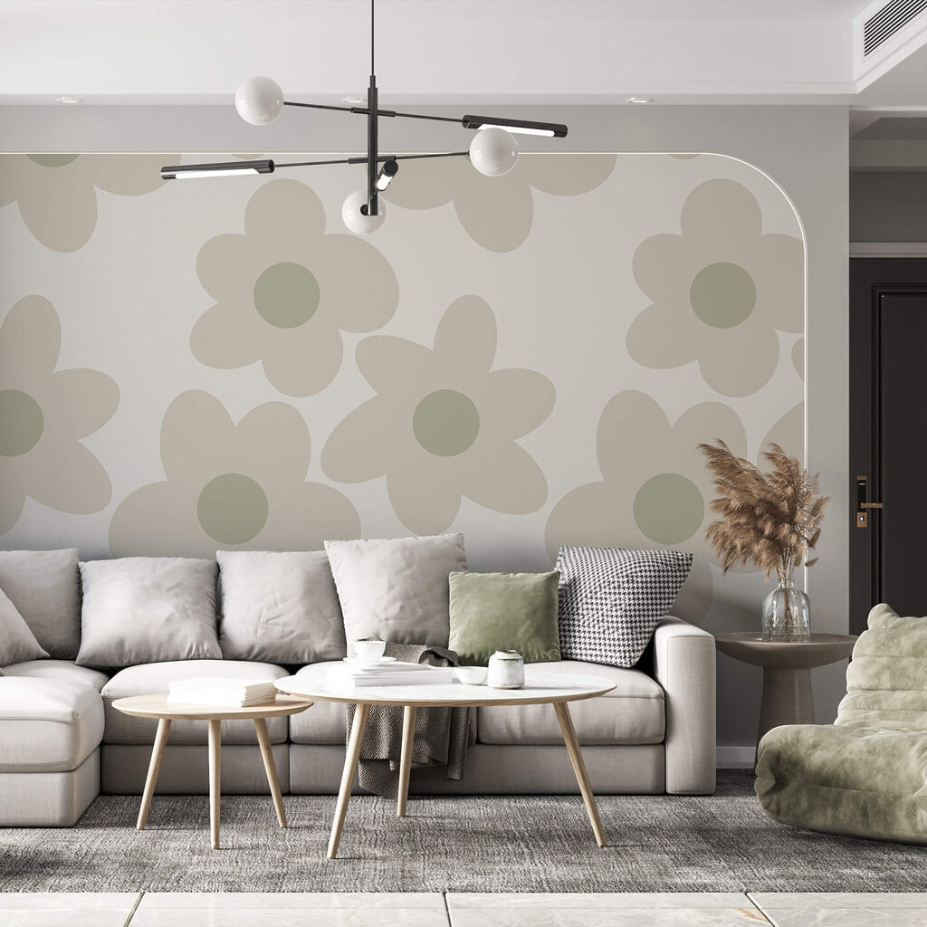 Round flowers in grey-green — interior 1
