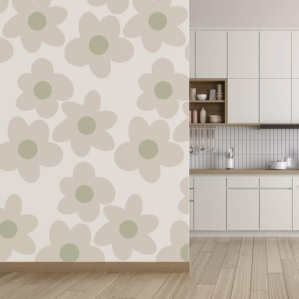 Round flowers in grey-green — interior 2