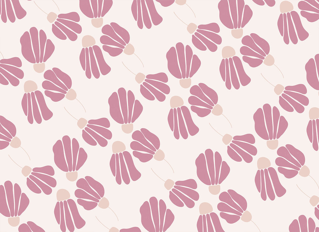 Pink flowers in repeat — full design