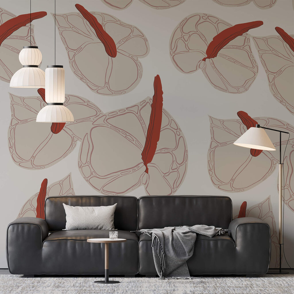 Red-spiked flower cups — interior 1