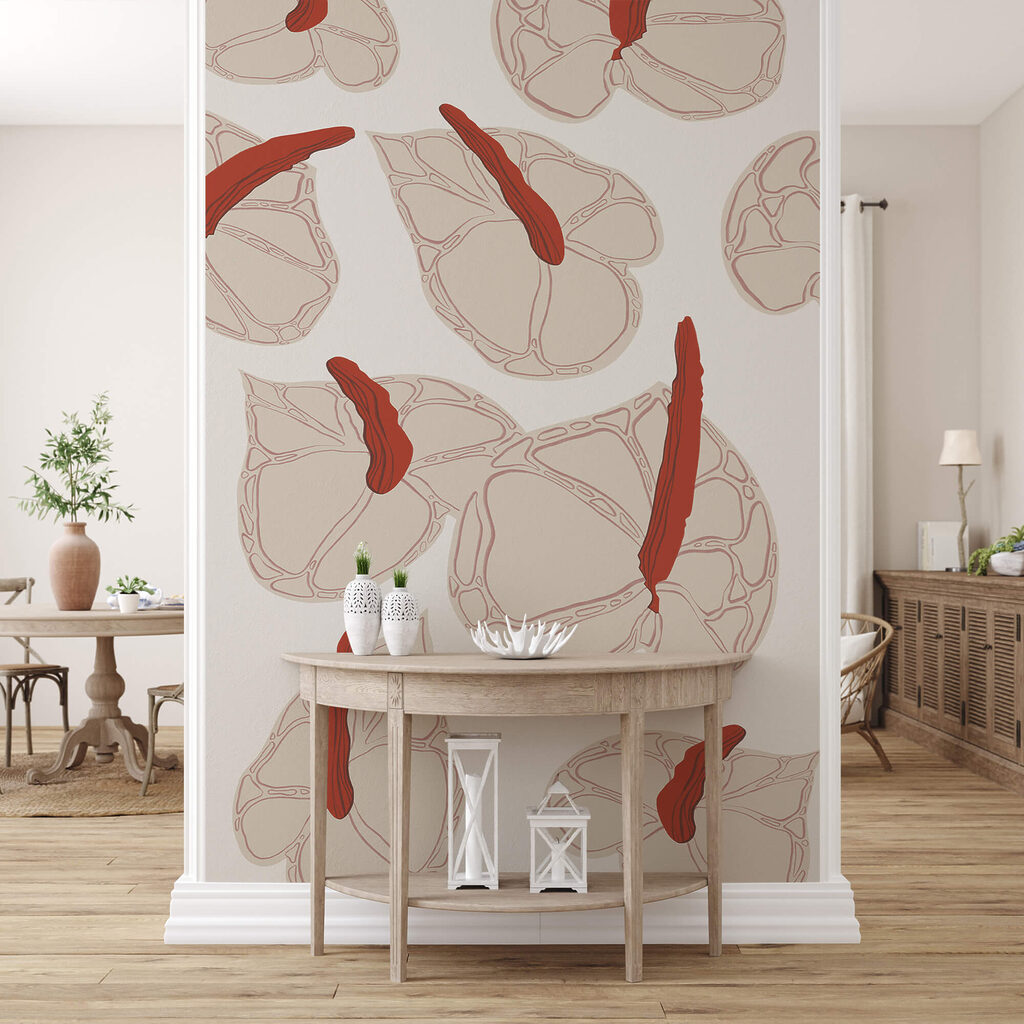 Red-spiked flower cups — interior 2