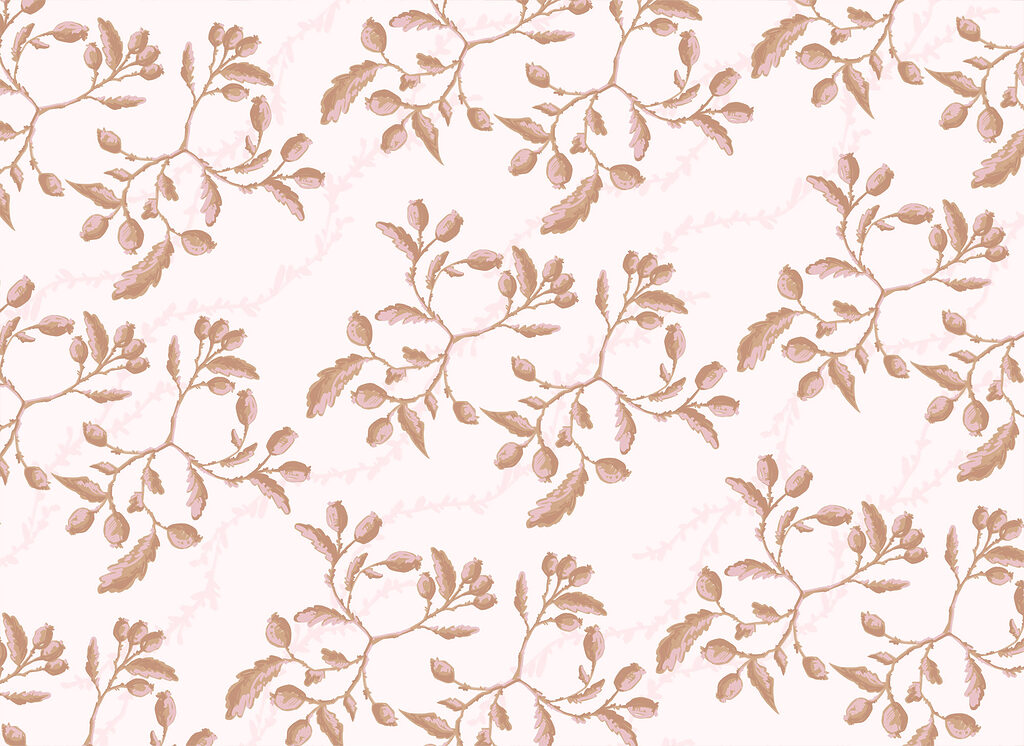 Rose sprigs in rows — full design
