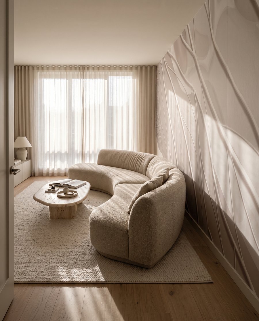 Wavy white ribbons — interior 2
