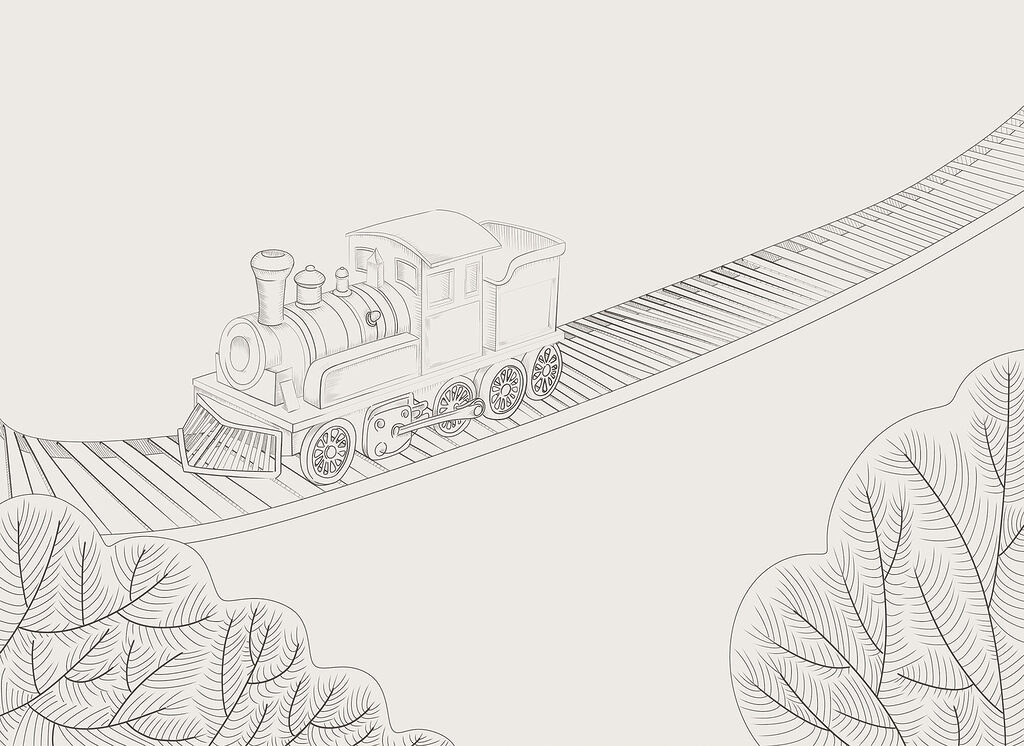 Train on a bridge — full design