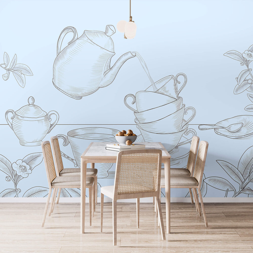Teacups in fine lines — interior 1