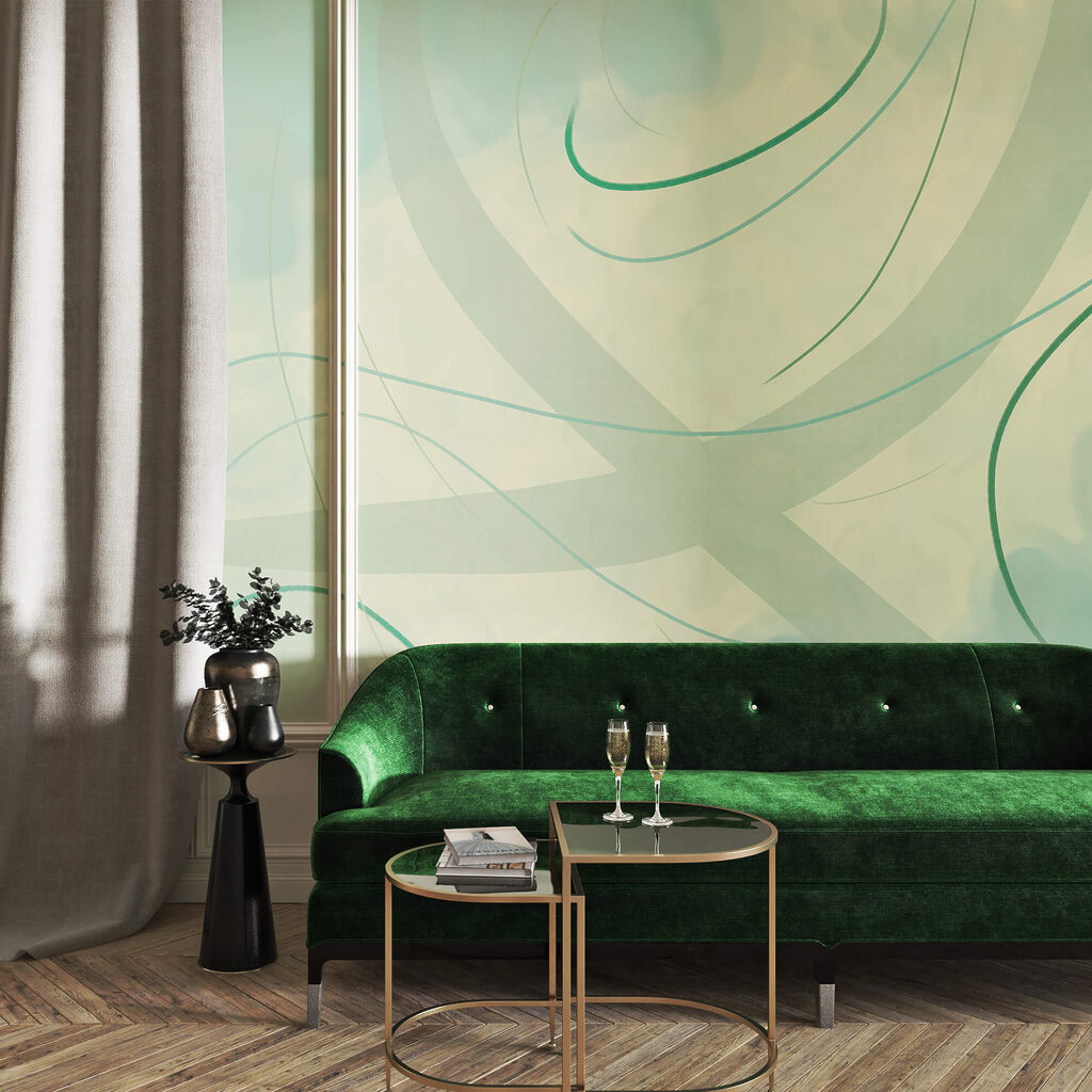 Flowing green lines — interior 2