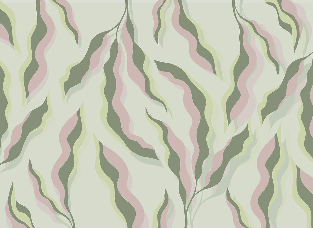 Wavy leaves in pastels — full design