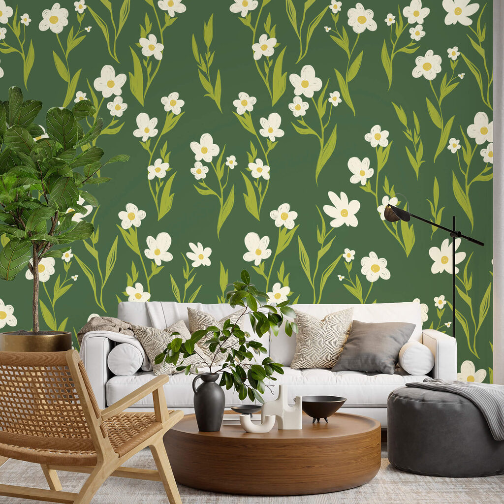 Even pattern, forest green — interior 1