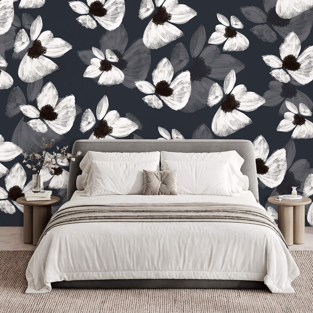 White flowers, dark hearts — interior 2
