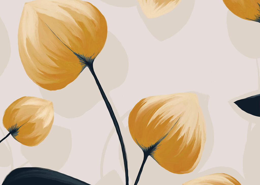 Yellow flowers, black stems — full design