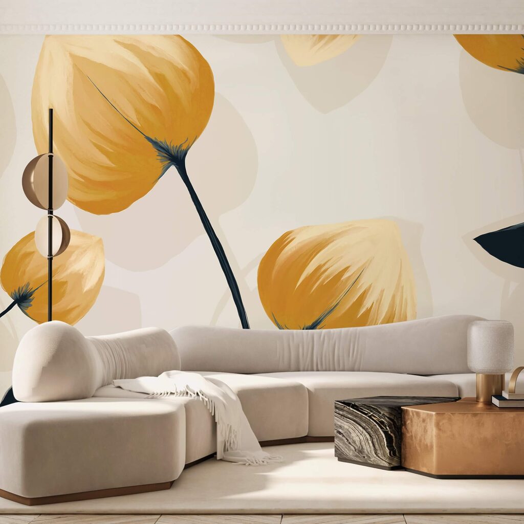 Yellow flowers, black stems — interior 1