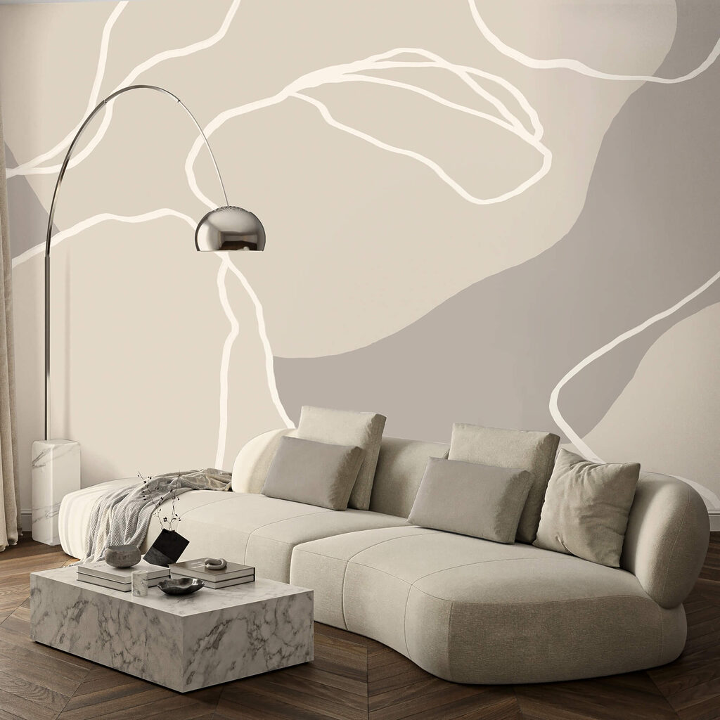 Lines over colour blocks — interior 2