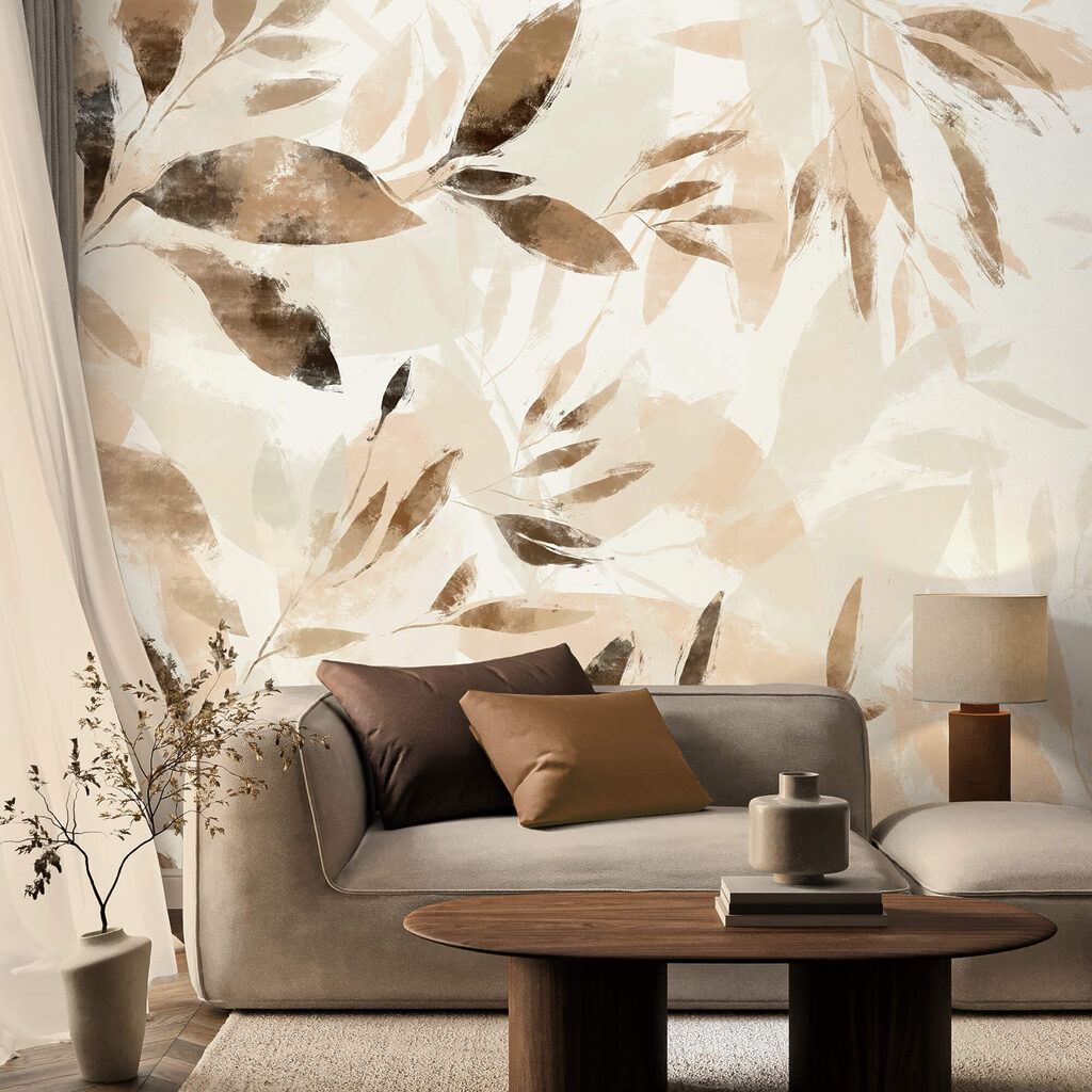Leaves in brown watercolour — interior 1