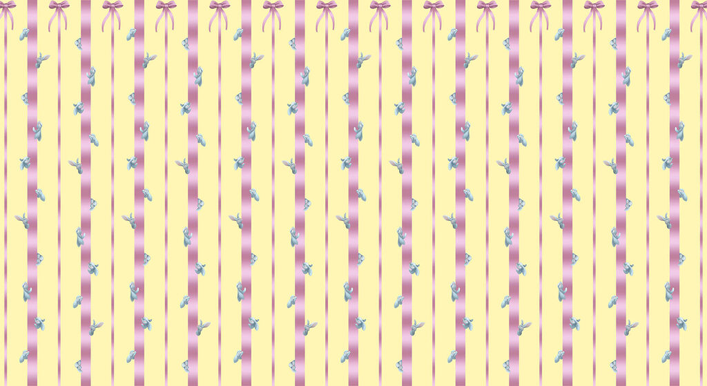 Pink flowers on yellow — full design