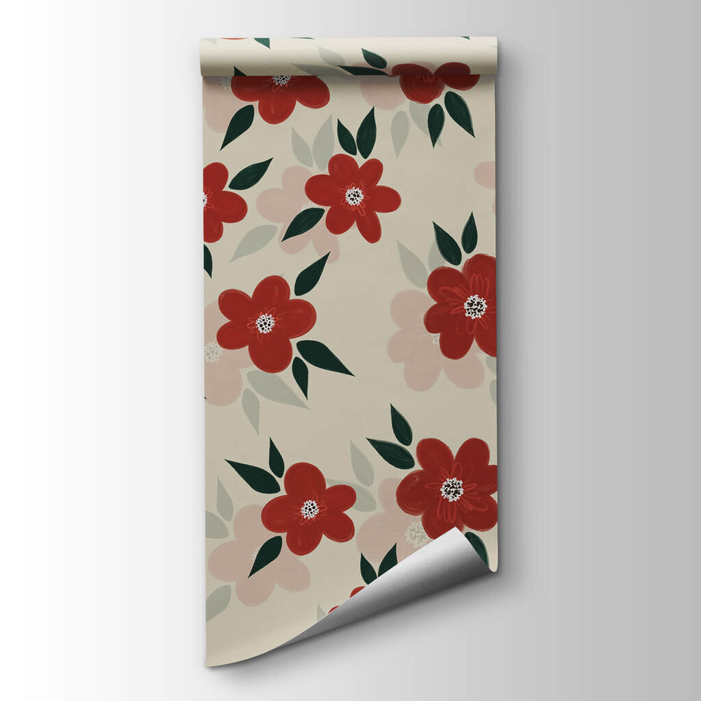 Red flowers among leaves — product view