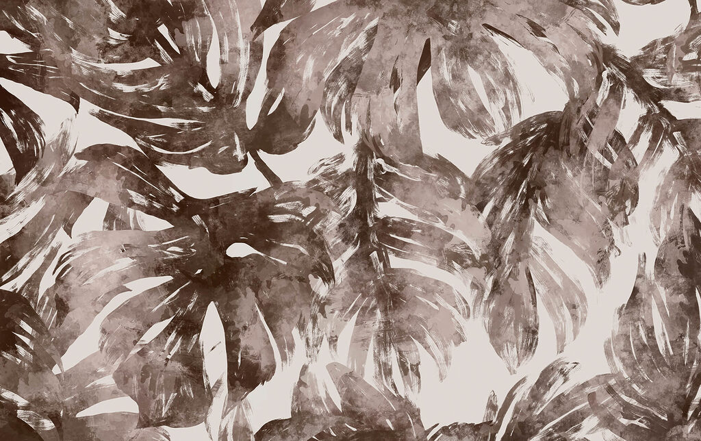 Monstera in brown brushstrokes — full design
