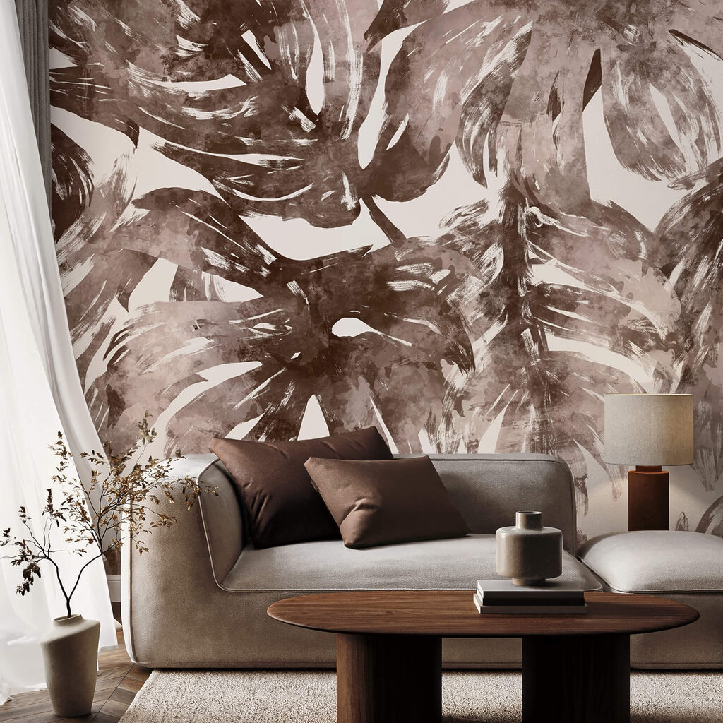 Monstera in brown brushstrokes — interior 1