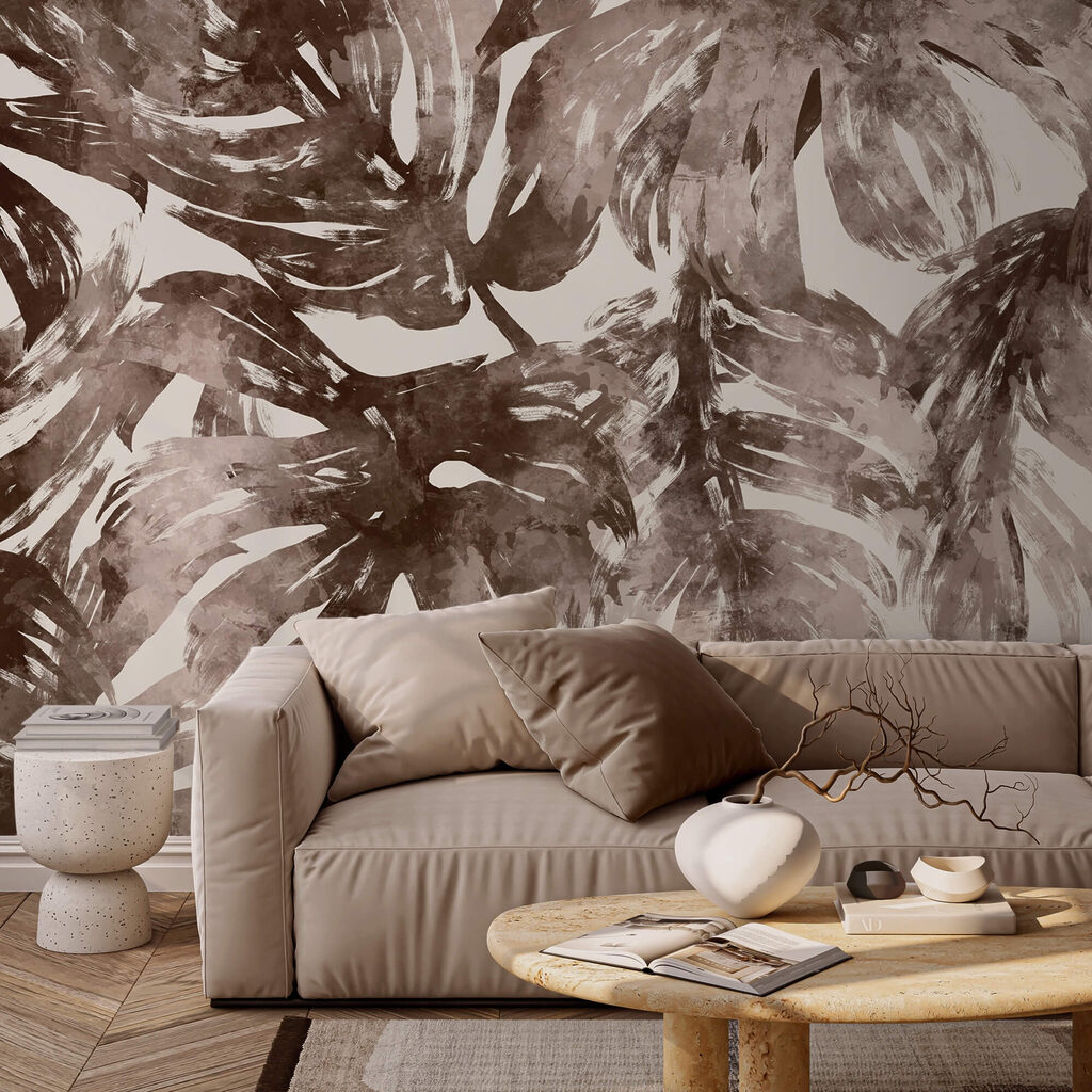 Monstera in brown brushstrokes — interior 2