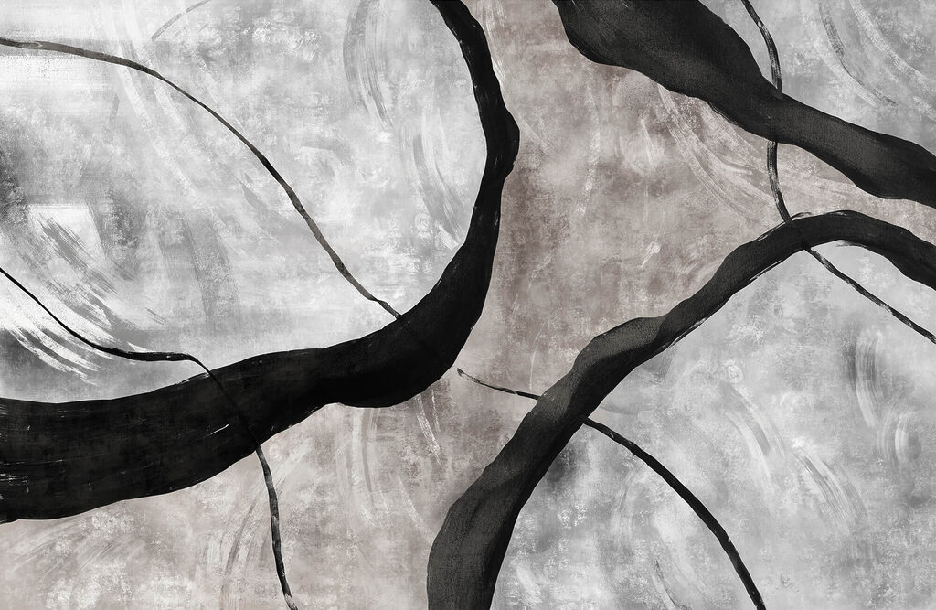 Black branches on grey — full design