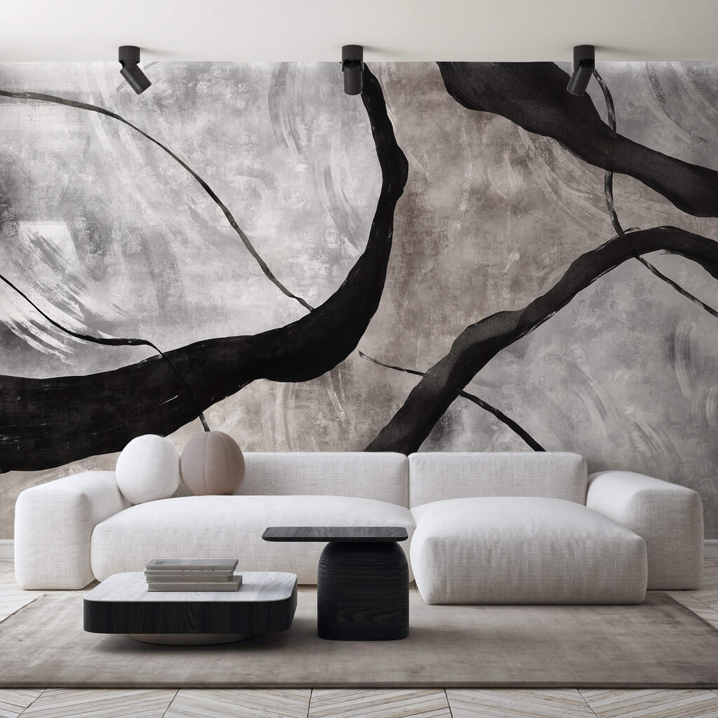 Black branches on grey — interior 2