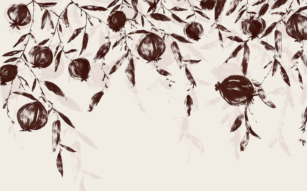 Dark pomegranates hang down — full design