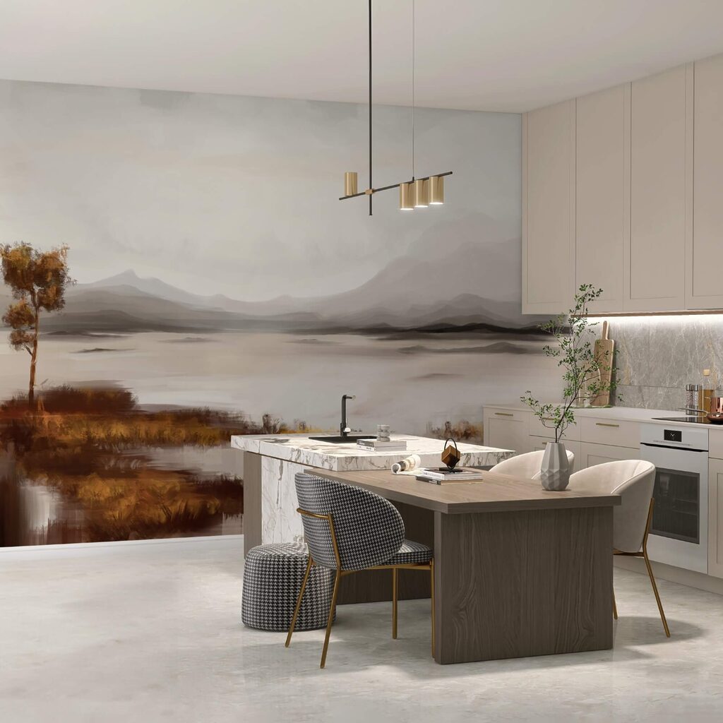 Lake with ochre shore — interior 3