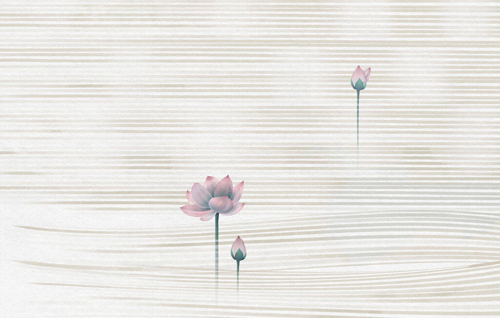 Lotus between horizontal lines — full design