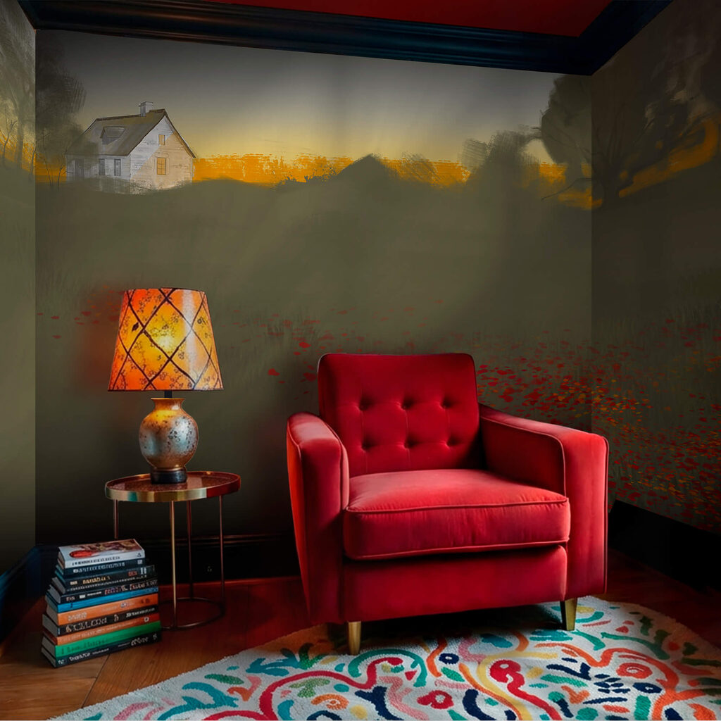 White house above poppies — interior 2