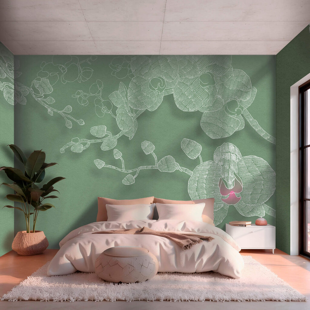 Orchid in green lines — interior 1