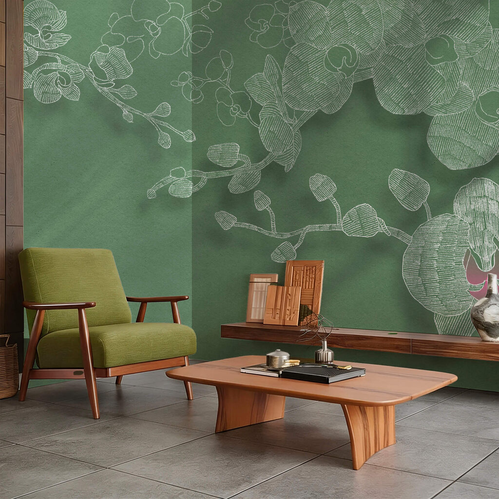 Orchid in green lines — interior 3
