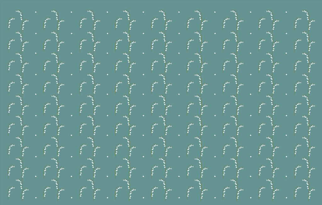 Fine sprigs on turquoise — full design