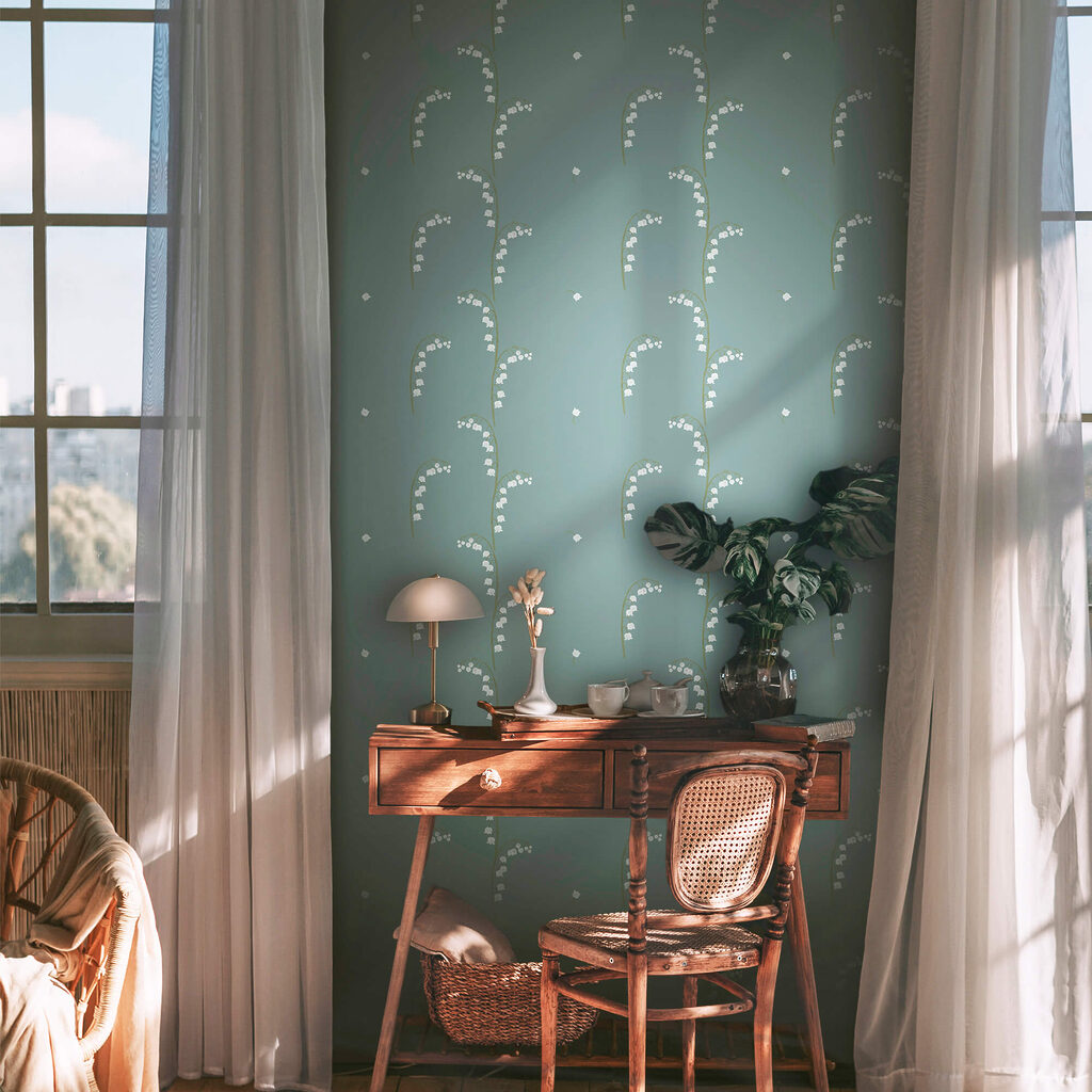 Fine sprigs on turquoise — interior 2