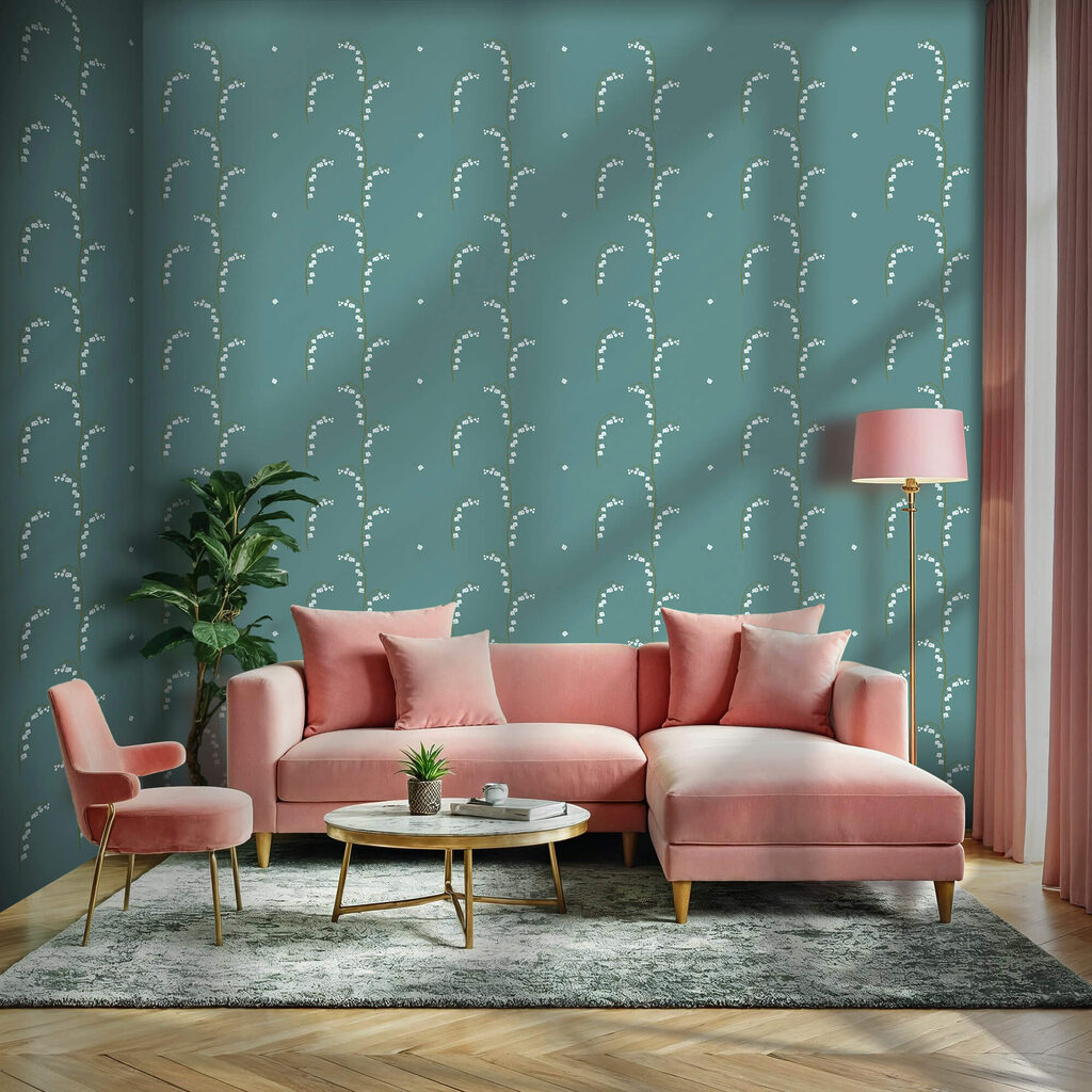 Fine sprigs on turquoise — interior 1