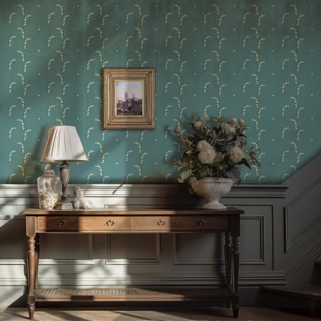 Fine sprigs on turquoise — interior 3