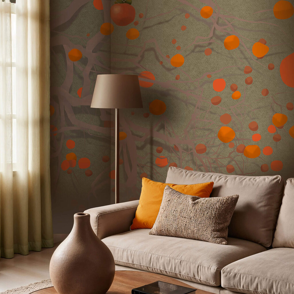 Orange fruits among vines — interior 1