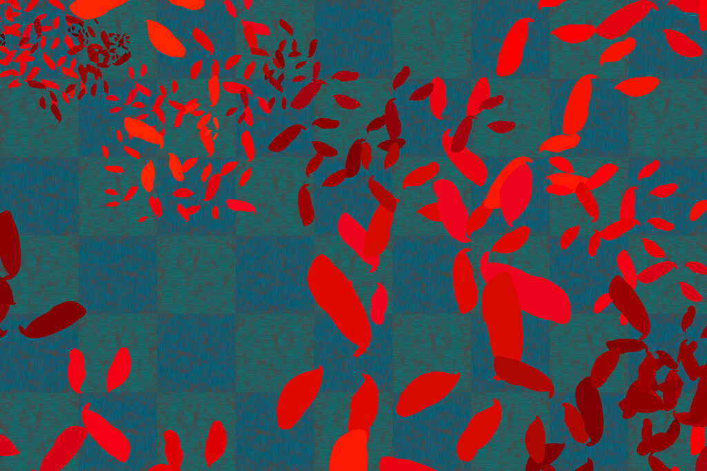 Red leaves on turquoise — full design
