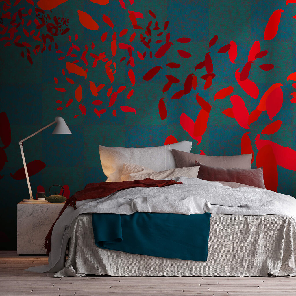 Red leaves on turquoise — interior 2