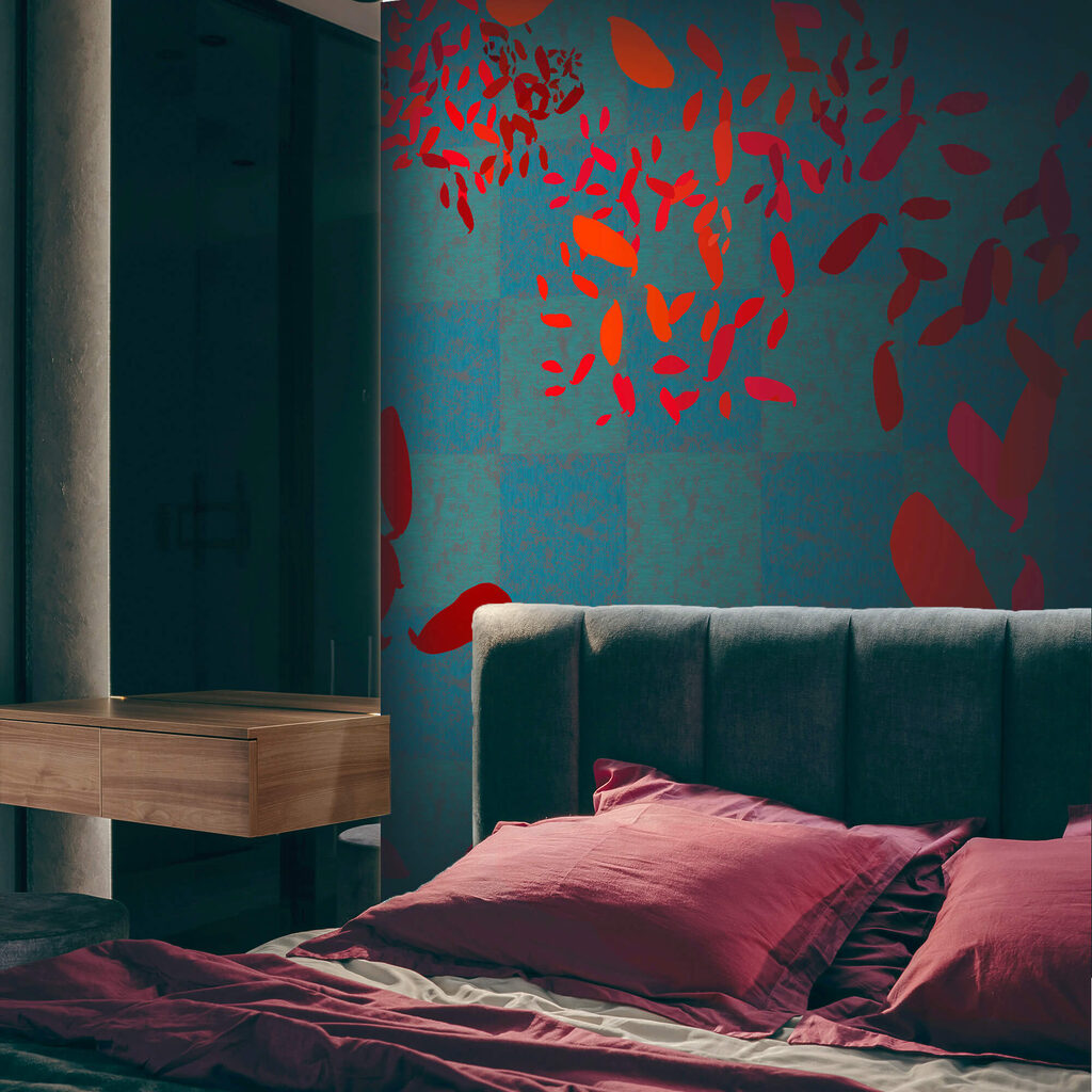 Red leaves on turquoise — interior 3