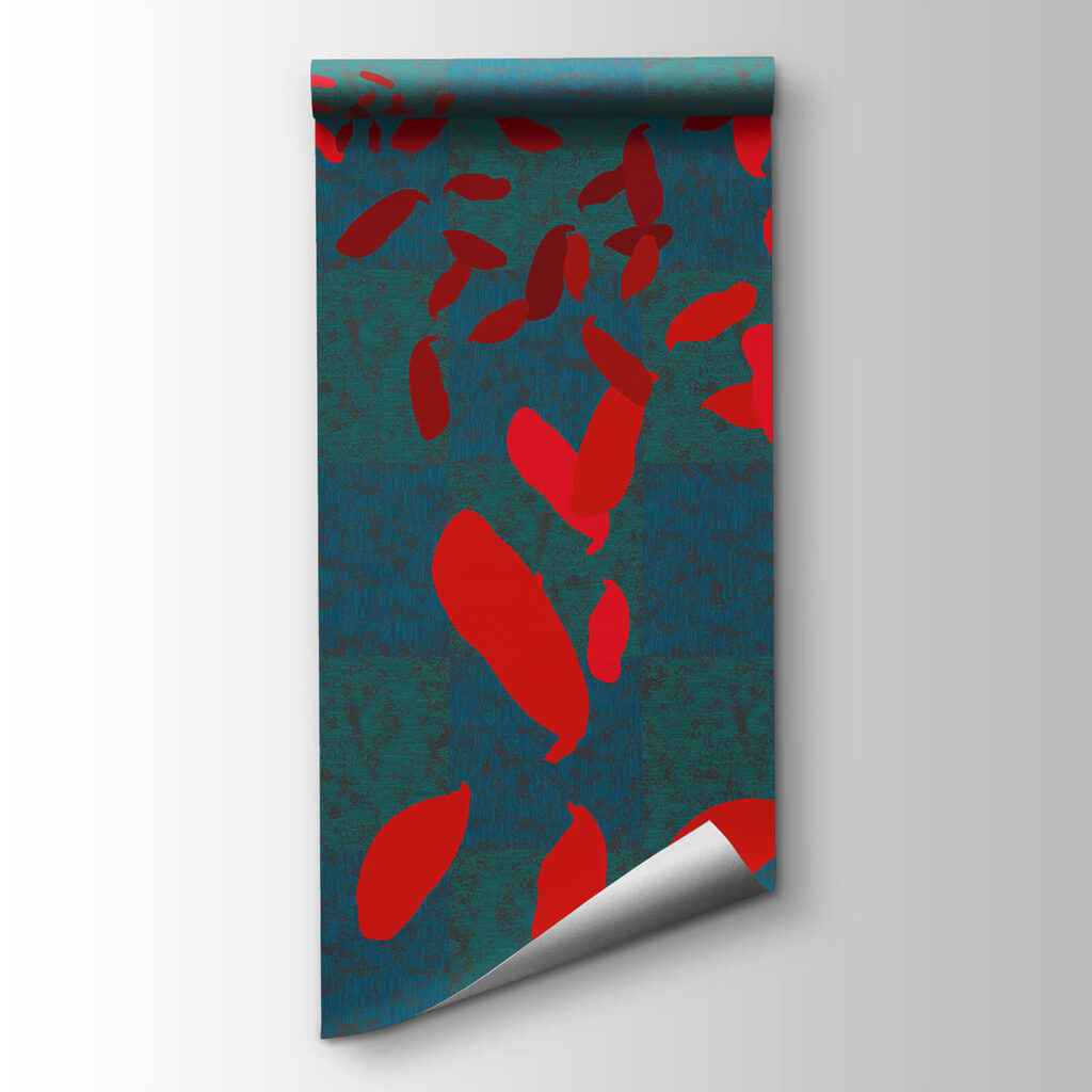 Red leaves on turquoise — product view