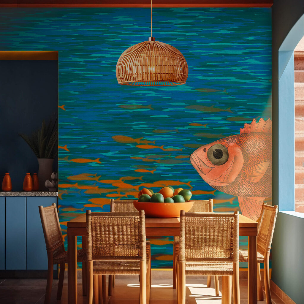 Fish among brushstrokes — interior 1