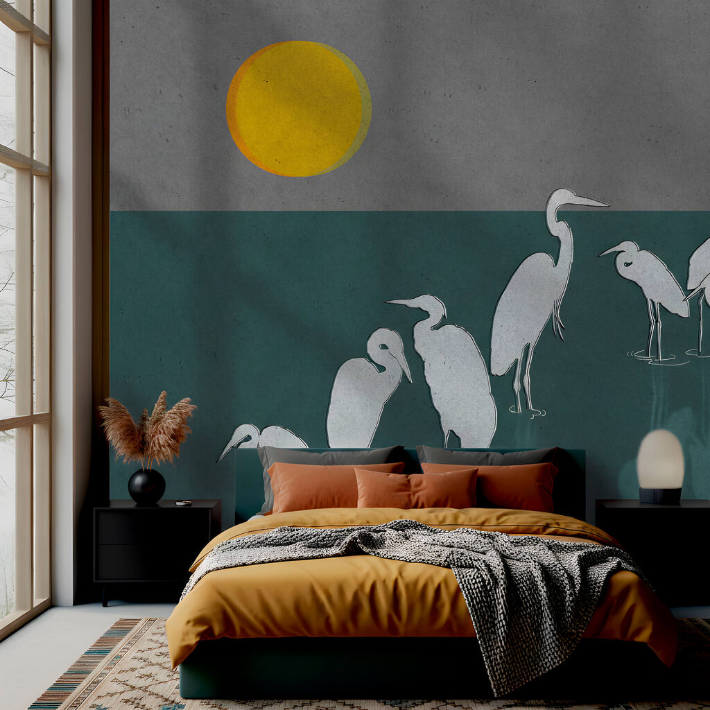 White herons in sunlight — interior 2