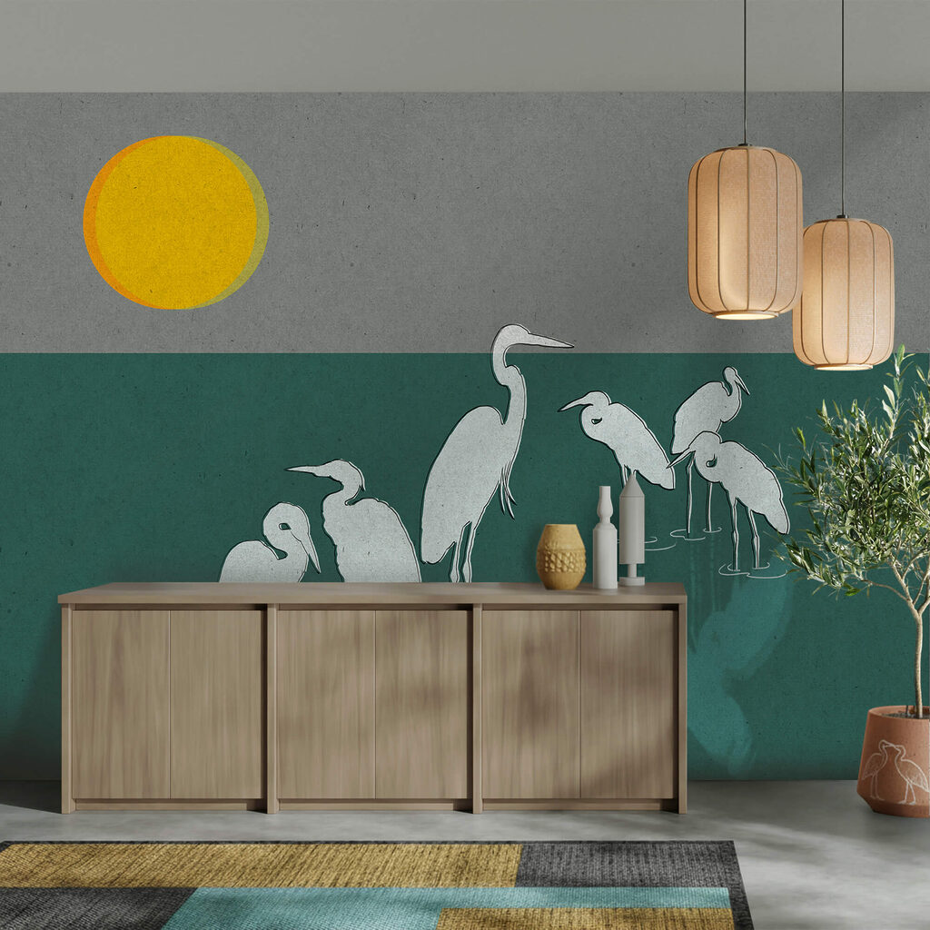 White herons in sunlight — interior 3